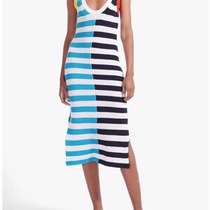 Striped Knit Swim Cover-Up Dress